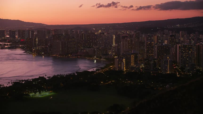 The view is of the downtown area and you can see the ocean