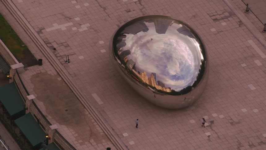 Aerial view of cloud gate sculpture in chicago illinois