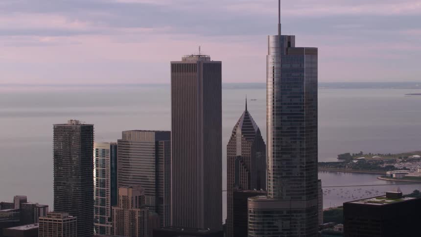 Aerial view of office buildings and skyscrapers in the city