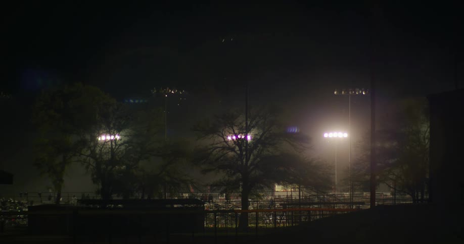 The view is of the city area at night time