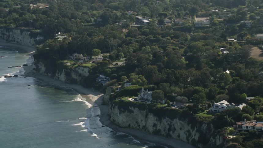 Aerial view of buildings on island