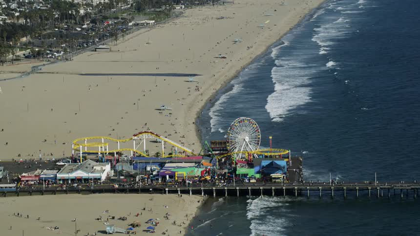 Aerial view of santa monica pier