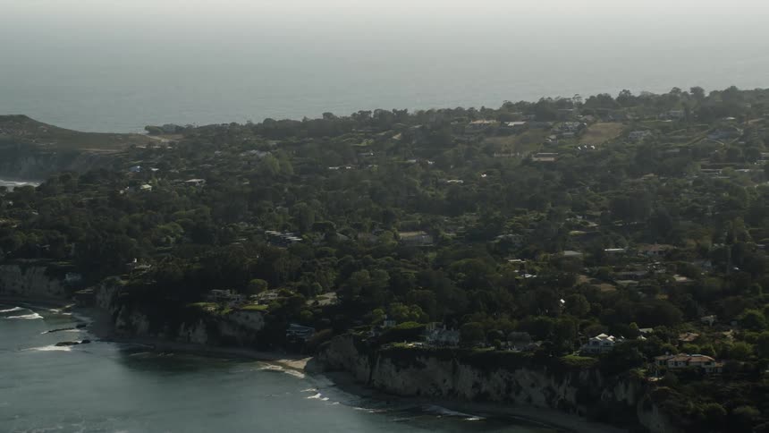 Aerial view of buildings on island