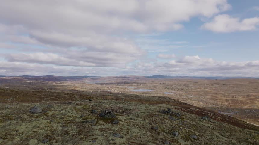 Aerial view of mountain and barren plains