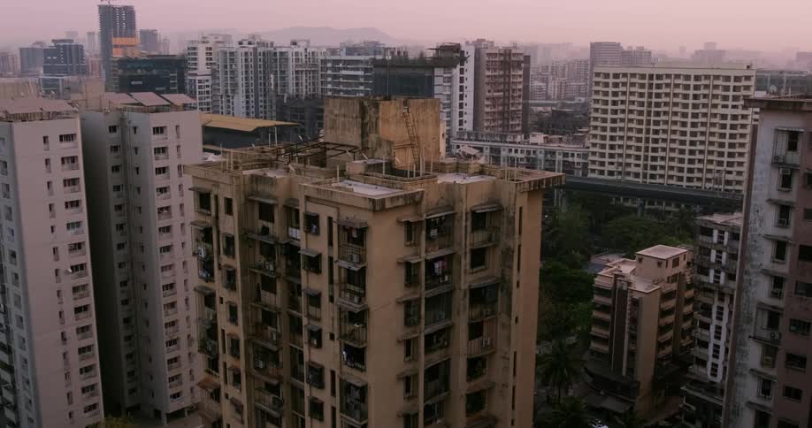 A derelict building part of a tower block