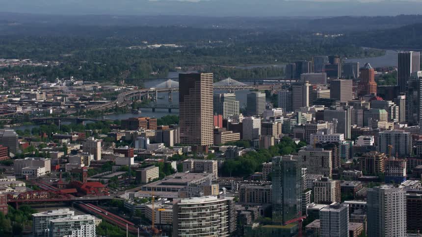 The view is of the downtown area and you can see the ocean