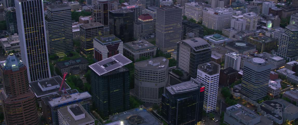 The view is of the downtown area and you can see the buildings