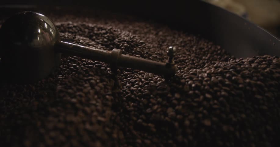 Coffee beans being roasted