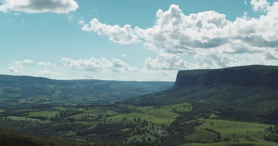 A lush canyon filled with vegetation overlooking a plateau