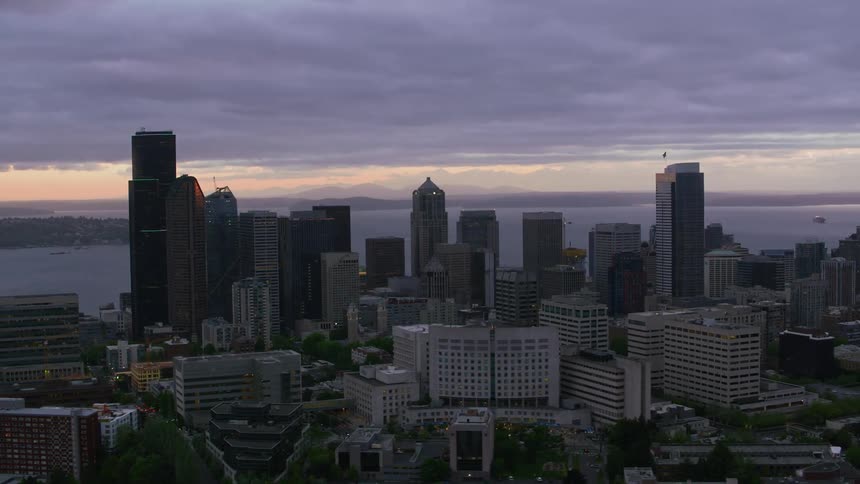 Heavy clouds are over the city