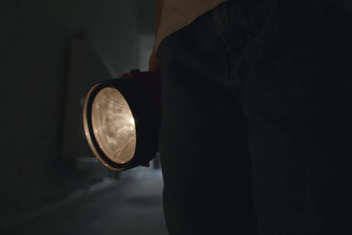 A person is holding a flashlight