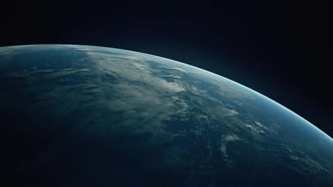 The earth floats in space