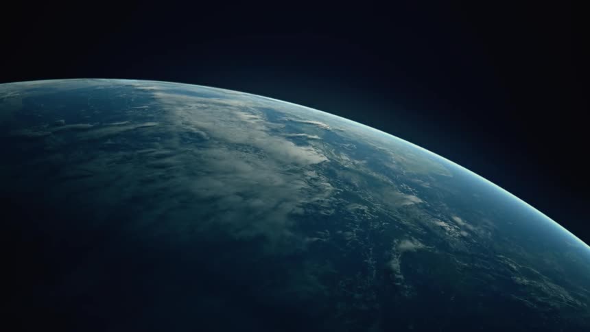 The earth floats in space