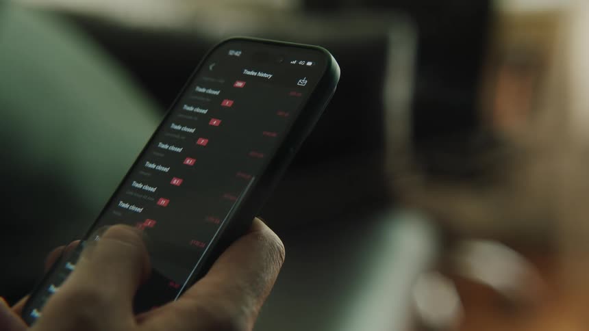 Close up view of a person browsing on their cell phone