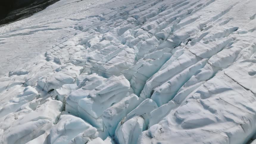 Aerial view of snowy covered glacier