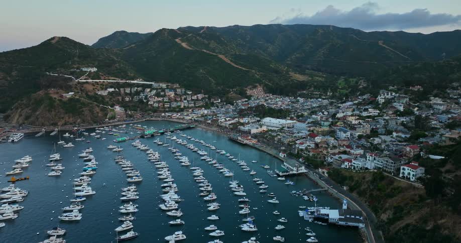Aerial view of avalon harbor on santa catalina island