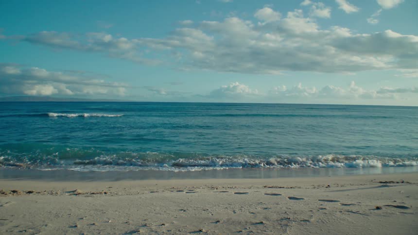 The view is of a portrait of the beach in the day time