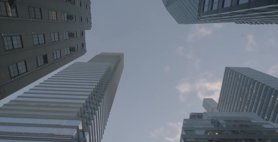 A city has many tall buildings