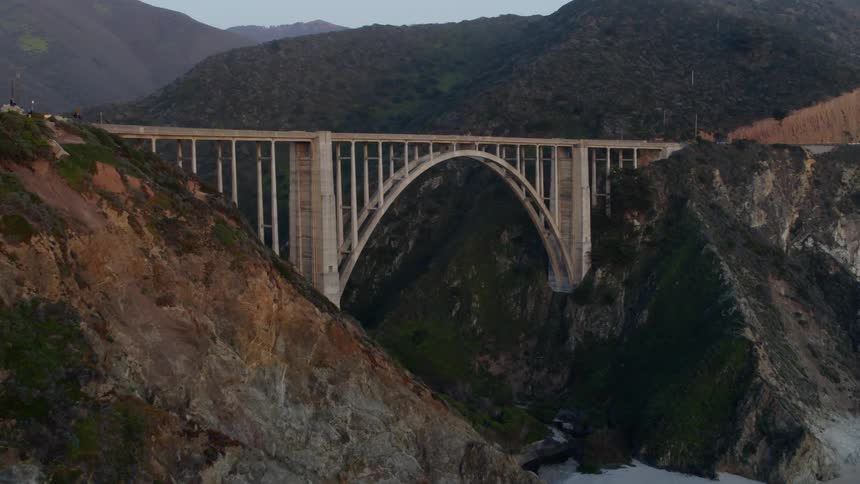 Big Sur Aerial reveal flying right at Bixby Bridge