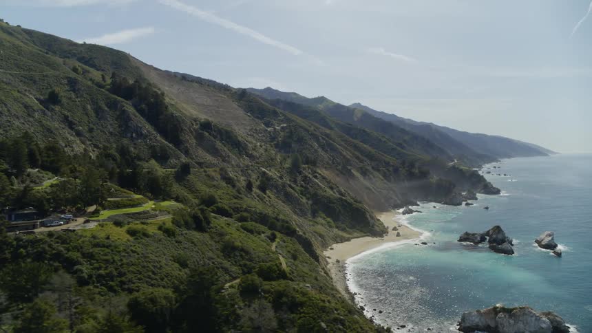 An aerial view of the coast