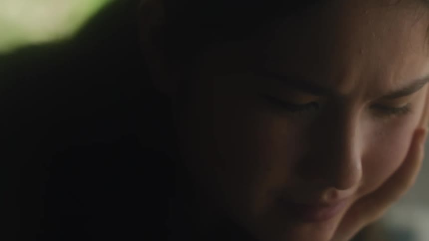 A girl is thinking about something
