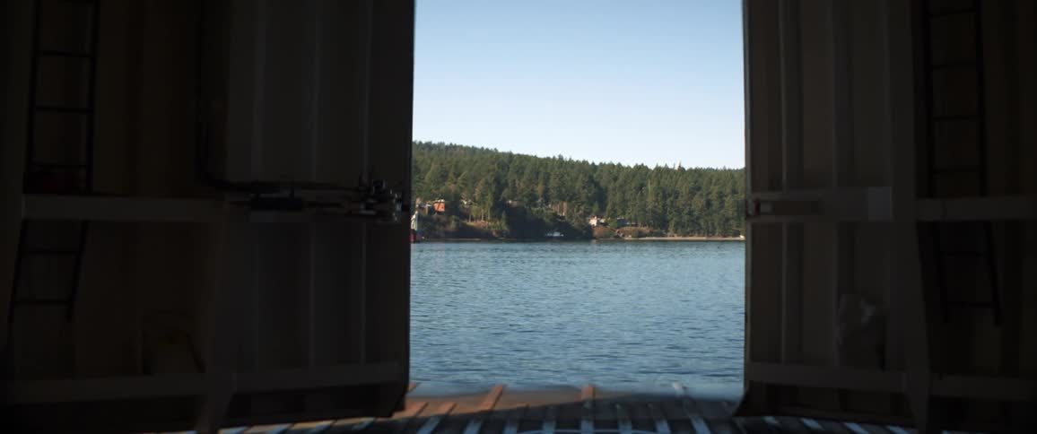 The lake as viewed from a deck on the shore
