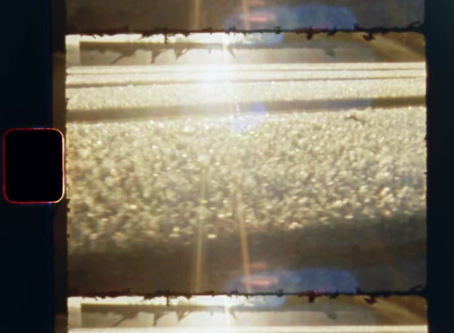 Sun shines across frosted platform