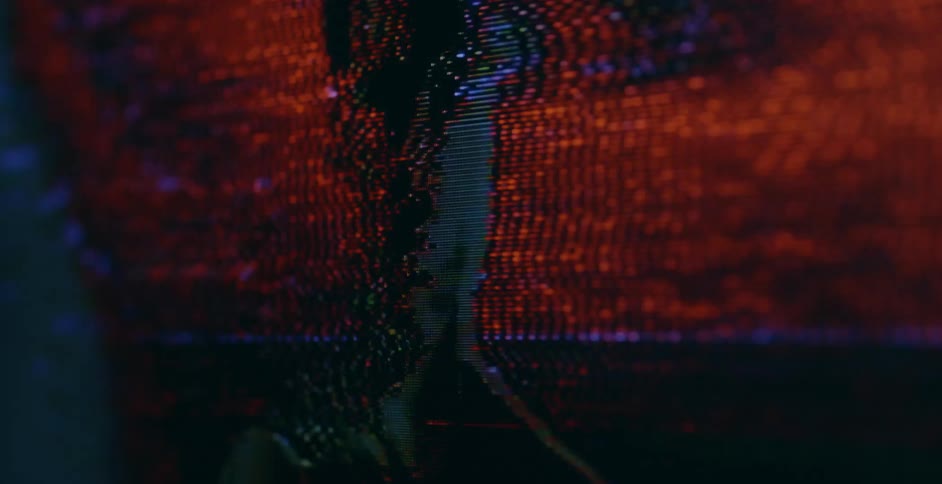 Broadcast static warps flickering image of person