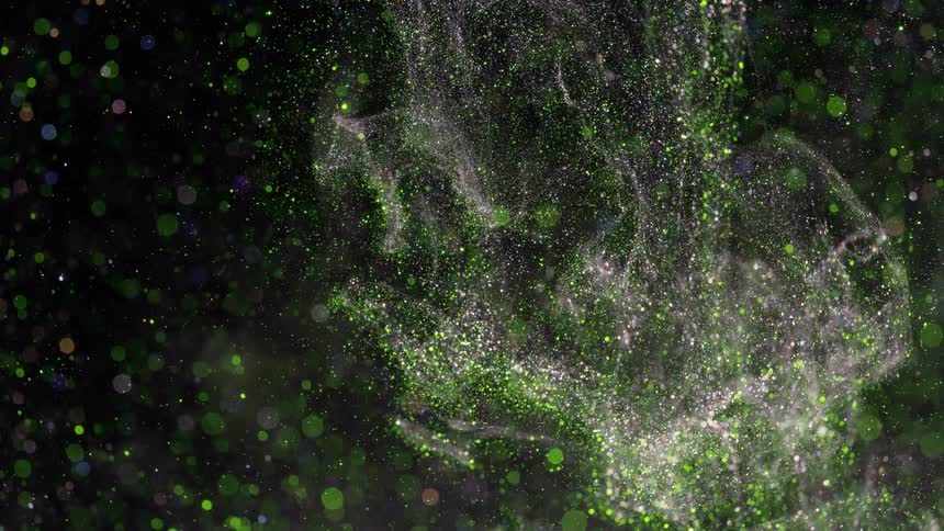 The sparkling dust shoots around