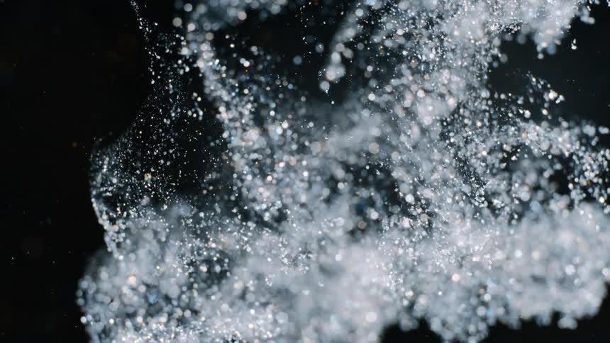The water sprays down
