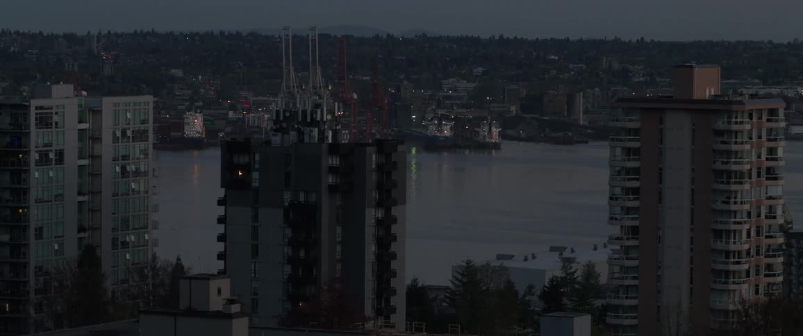 The sun is rising on the city