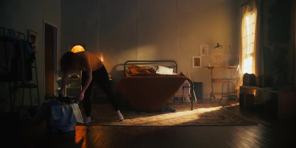 A man cleans up his room