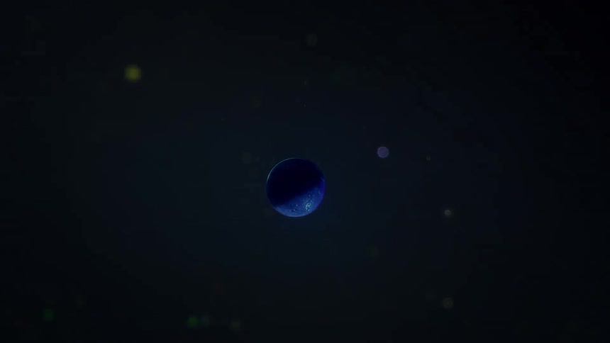 A tiny planet appears on screen with a light effect