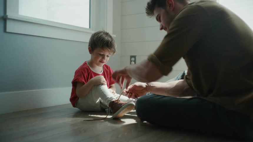 Nurturing father helps teach his child self-sufficiency
