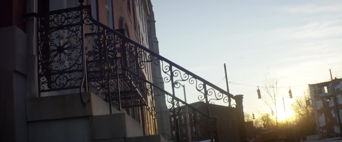Steps lead up to a city home