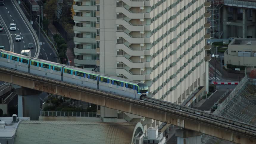 Slow motion view of transportation through out a city