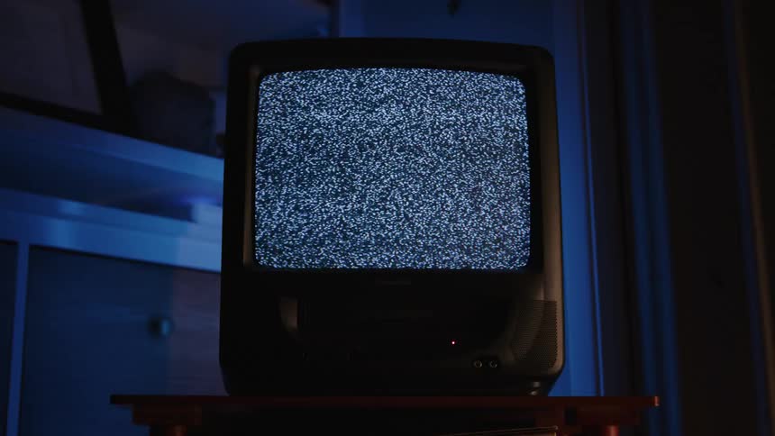 Screen of a vintage television with no signal