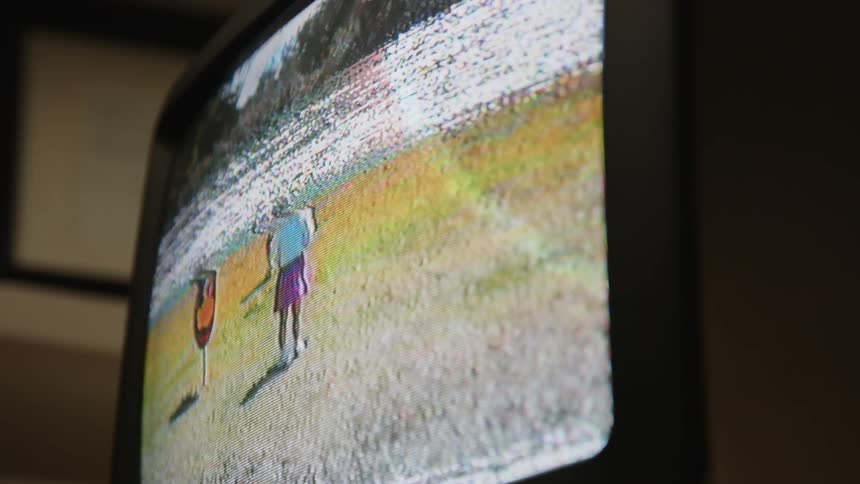 Tape of easter egg hunt rewinds on television screen