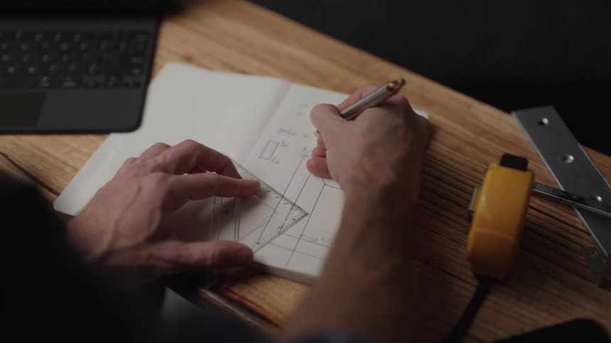 The view is of a person working in their office
