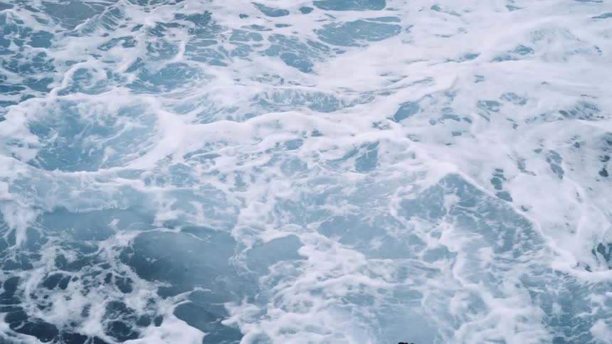 Close up view of ocean waves moving fast