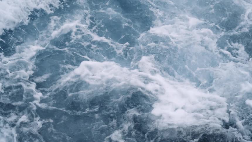 A view of strong ocean waves moving together