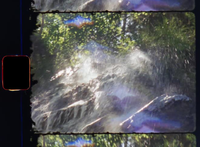 Waterfall in a forest on a sunny day