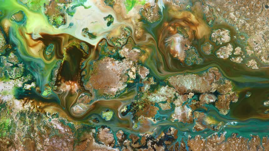 colorful streams blending with each other in this macro landscape