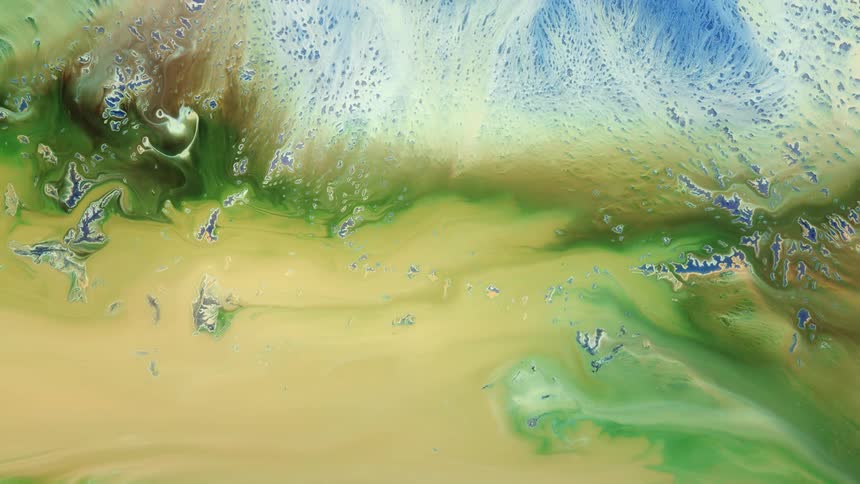 abstract satellite image of a river in brown green and blue