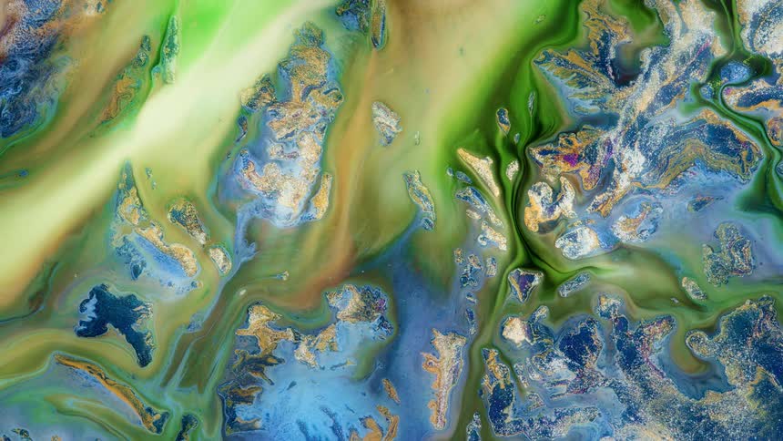 abstract fluid image of paint flowing like rivers on earth