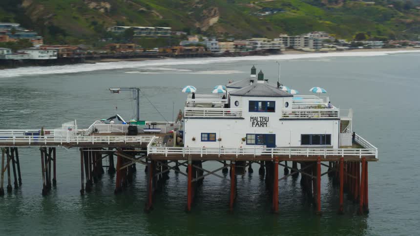 Building on a wooden pier on the beach