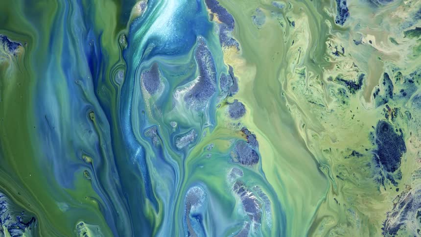 blue green and silver sparkling rivers mix together in this earth scene