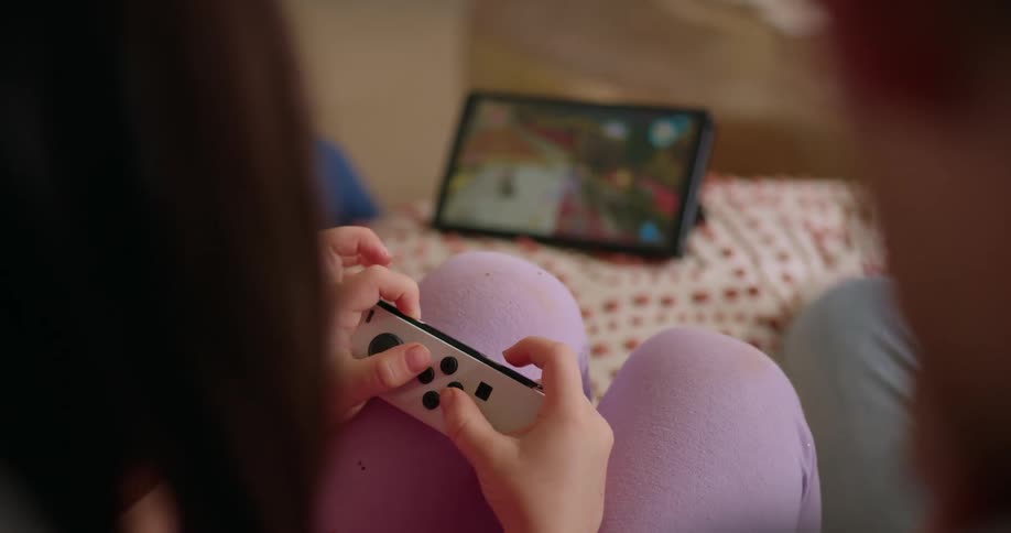 A child is playing a video game