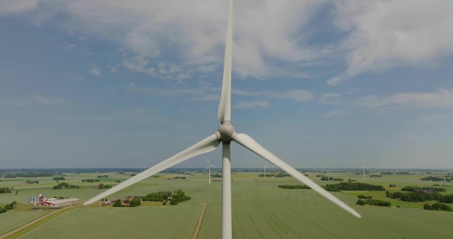 The windmills are turning on the field