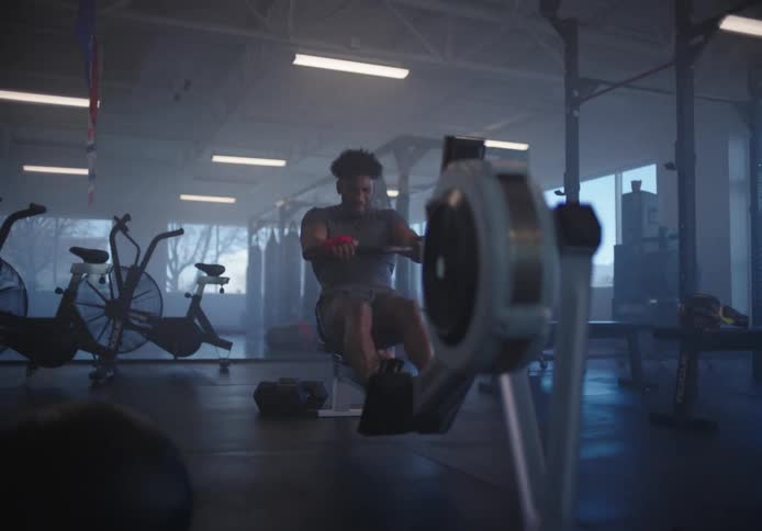 A man is working out in the gym